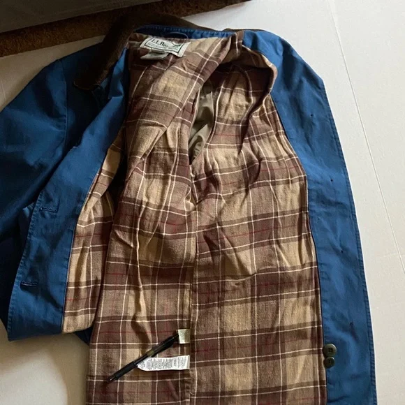 Vintage 90s Blue LL Bean Flannel Lined Barn Jacket Size S